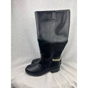 A New Day Womens Wide Calf Chain Link Tall Boots Black 8.5 WC New NWT